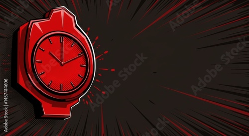 Obraz na płótnie Bold red clock design with dynamic black background and burst effects w salonie