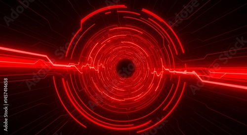 Dynamic red circular background with glowing lines and patterns