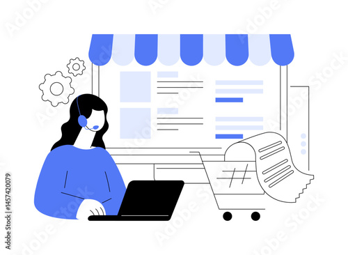 Recieving orders online isolated cartoon vector illustrations.