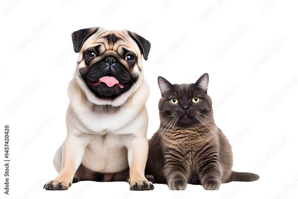 Fototapeta premium Pug isolated on transparent background