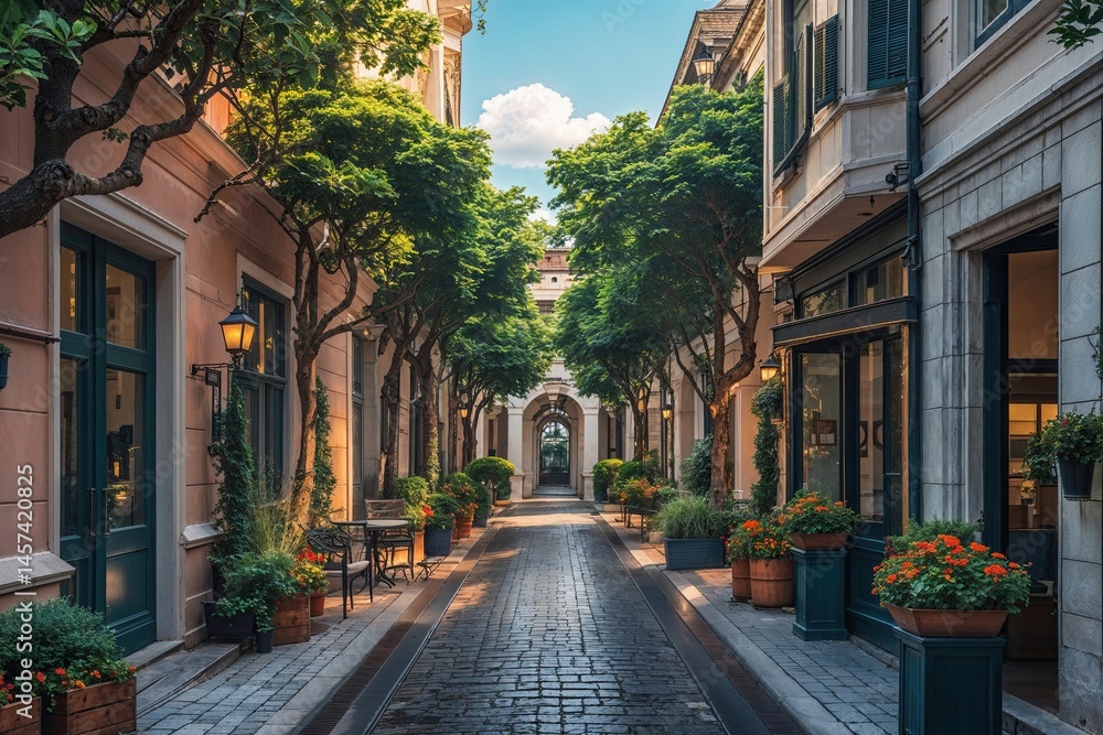 Fototapeta premium Exploring the Efficient Route Along Hidden Avenue for an Easy Journey Between Landmarks