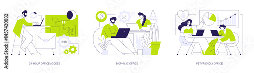 Office facilities and design isolated cartoon vector illustrations se