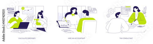 Small business finance management isolated cartoon vector illustrations se