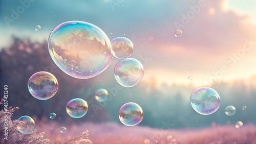 Wallpaper Mural soap bubbles on the sky background Torontodigital.ca