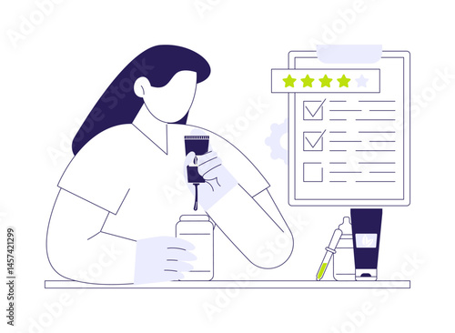 Cosmetics quality testing abstract concept vector illustration.