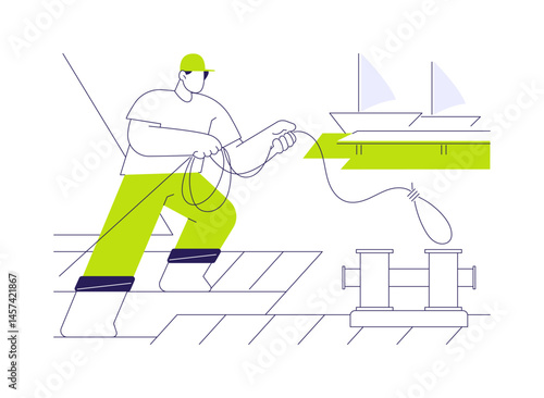 Yacht berthing abstract concept vector illustration.