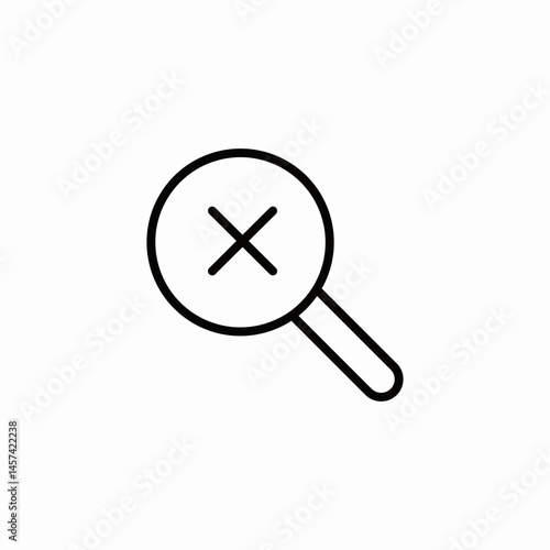 magnifier x mark icon sign vector