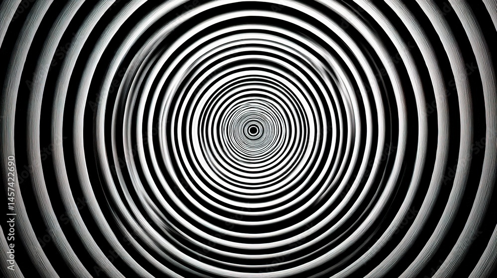 Black and White Abstract Spiral Pattern with Hypnotic Effect Black and White Abstract Spiral Pattern with Hypnotic Effect