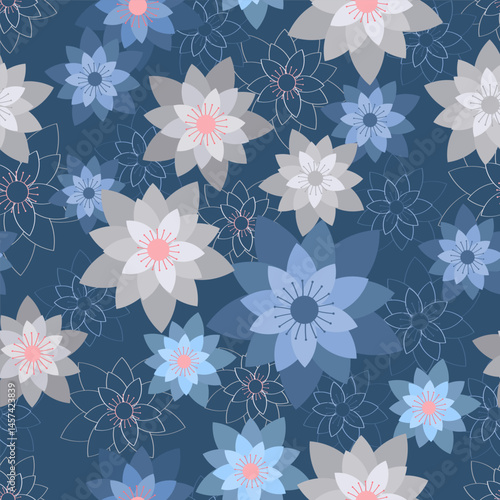 Floral simple pattern in the style of the 70s.