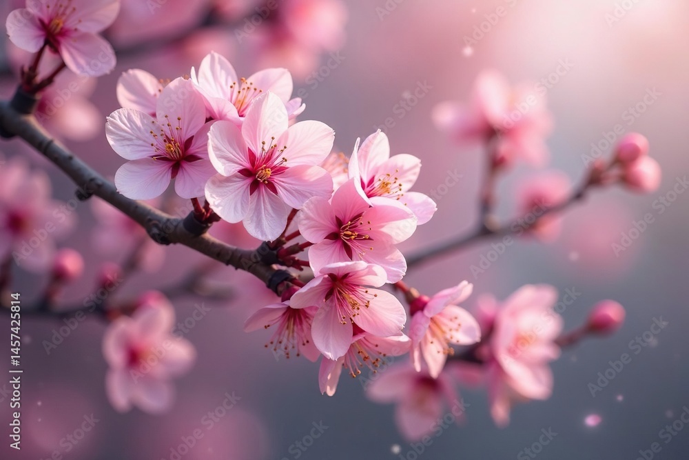 Delicate pink cherry blossoms, intricate branches , print, elegant Delicate pink cherry blossoms, intricate branches , print, elegant