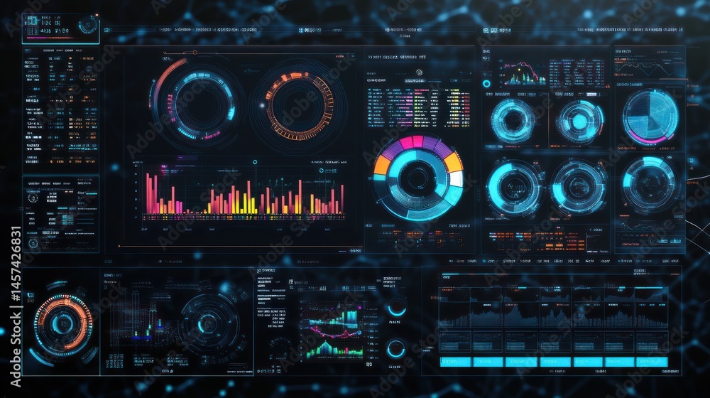 Obraz premium Futuristic hud big data visualization with charts and graphs