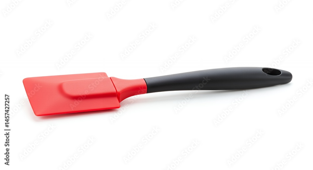 Red silicone spatula isolated on white background Red silicone spatula isolated on white background