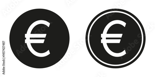 Silhouette of the euro currency symbol. The concept of finance and economics. Currency and money. Icon for web or mobile. Set of flat icons. Vector illustration EPS10