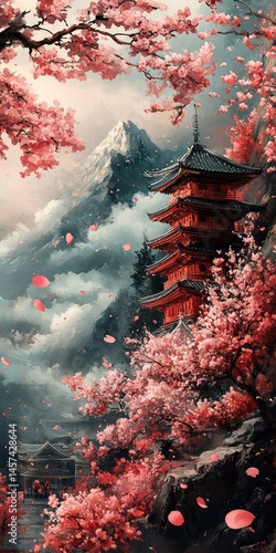Cherry Blossoms  Pagoda.
