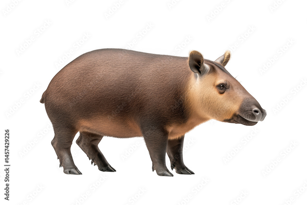 Fototapeta premium Isolated tapir standing still on transparent background