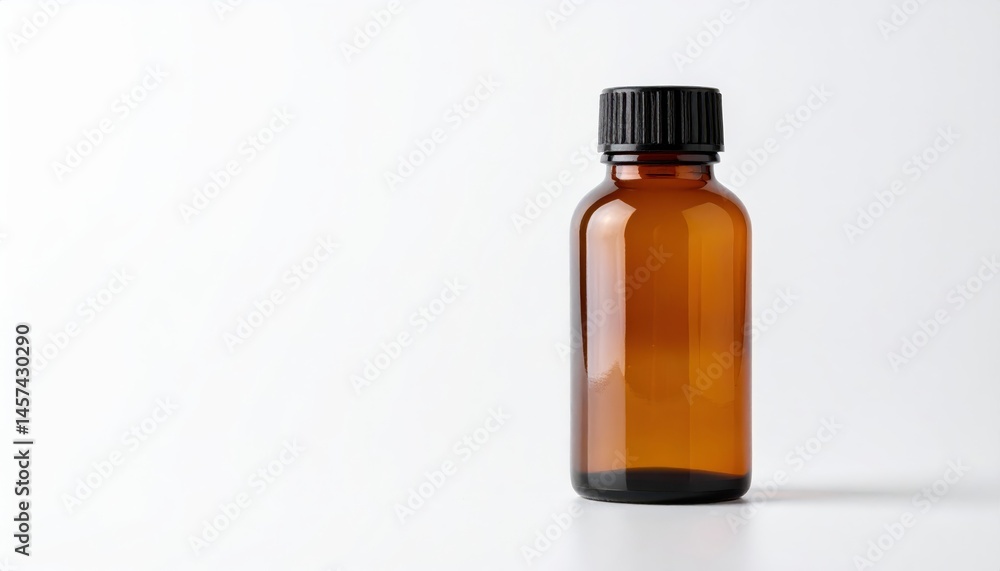 A brown glass bottle sits on a white surface, showcasing a simple, elegant design suitable for beauty or wellness product photography. A brown glass bottle sits on a white surface, showcasing a simple, elegant design suitable for beauty or wellness product photography.