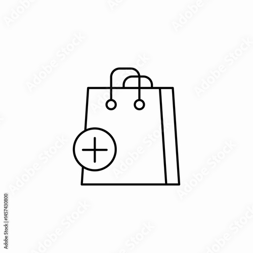 shopping bag plus add icon sign vector