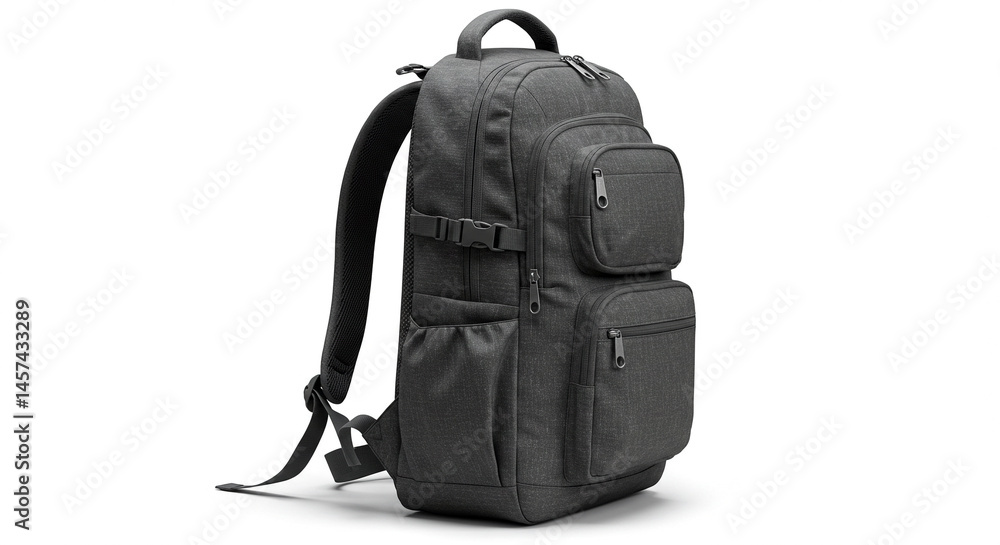 Naklejka premium side view travel backpack on white background