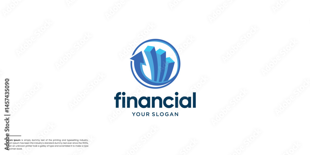 Circle progress logo design with financial logo creative arrow and diagram investment. Circle progress logo design with financial logo creative arrow and diagram investment.