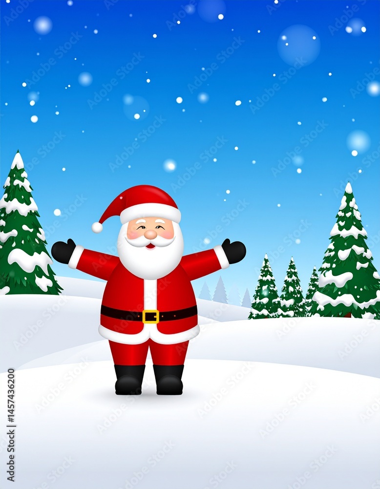 santa claus with christmas trees