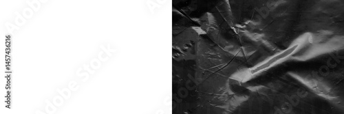 Crumpled plastic wrap texture overlay effect on transparent background