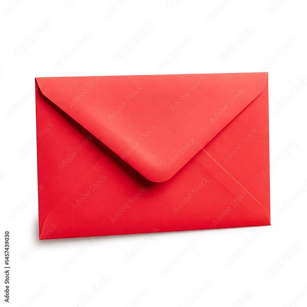 A closed red rectangular envelope, isolated on a white background A closed red rectangular envelope, isolated on a white background