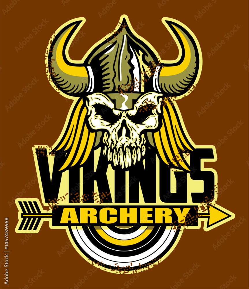 Fototapeta premium archery team design with viking skull mascot and target for school, college or league sports