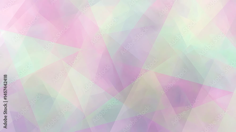 Fototapeta premium Abstract pastel background with overlapping geometric shapes in shades of pink and green light