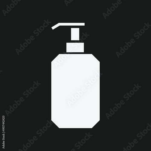 Minimalist Soap Dispenser Icon White Silhouette on Black Geometric Design