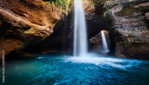 waterfall in a rocky cave