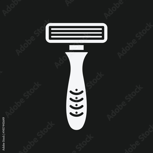 Minimalist Razor Icon White on Black Geometric Grooming Tool Graphic