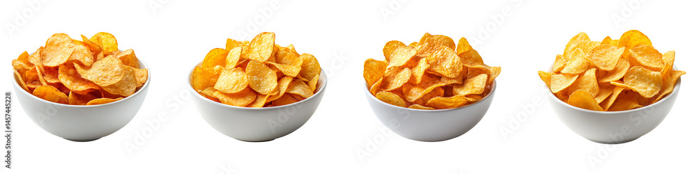 Set, group, collection of bowl of chips isolated on a transparent background. Set, group, collection of bowl of chips isolated on a transparent background.