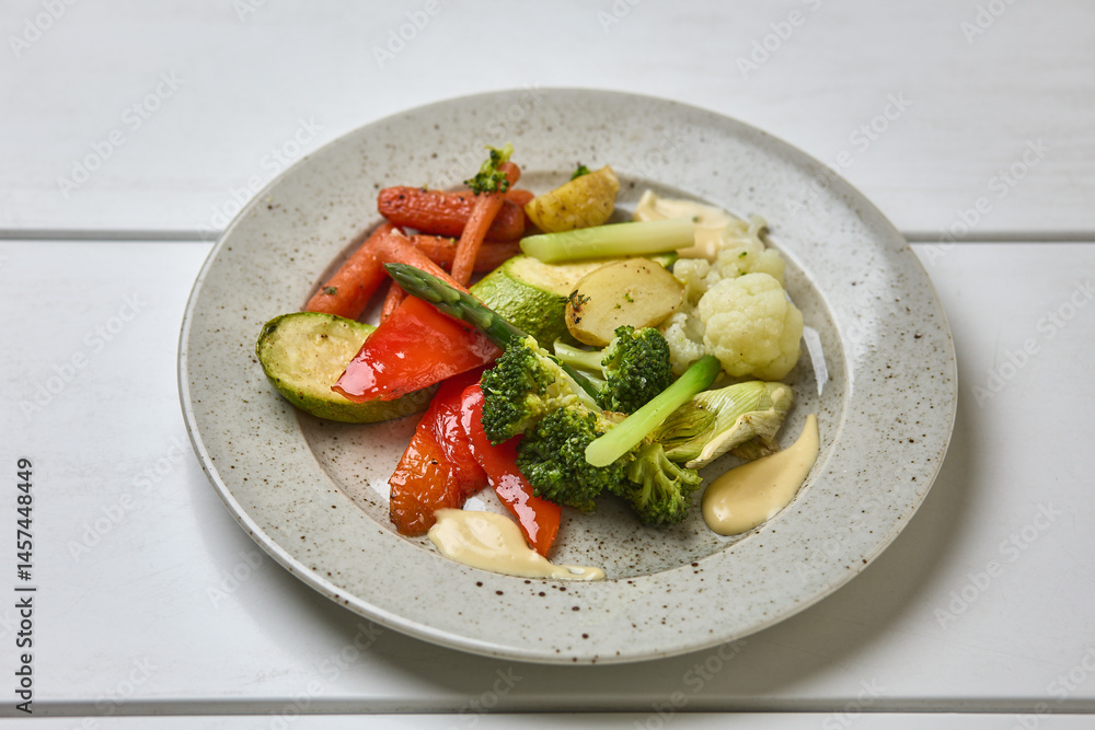 Steamed Mixed Vegetables with Creamy Sauce