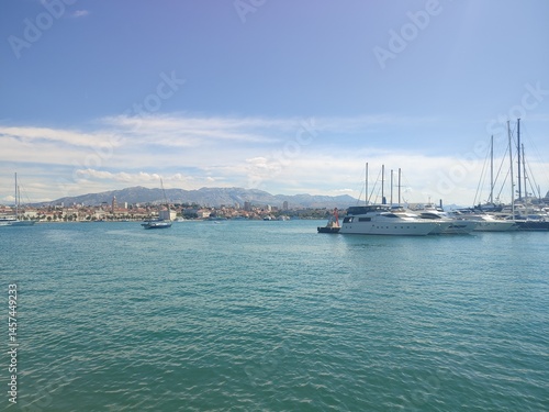 Marina with Sailing Yachts in Split, Croatia on a Sunny Day