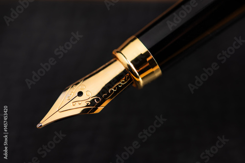 Φωτογραφία Fountain pen, the tip of a beautiful fountain pen in detail, selective focus
