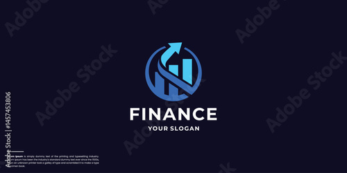 Circle progress logo design with financial logo creative arrow and diagram investment.