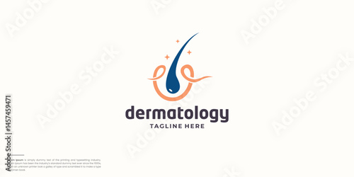 Hair care dermatology logo design. Hair care treatment. Anti dandruff flakes logo for shampoo.