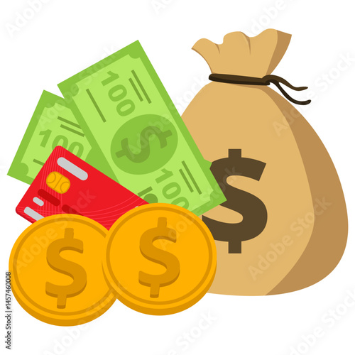 Money bag with dollar sign and concept economy graphic vector