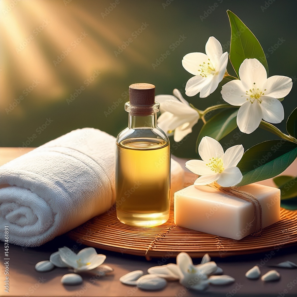 Wellness-Set mit Jasminöl, Seife und Handtuch Wellness-Set mit Jasminöl, Seife und Handtuch