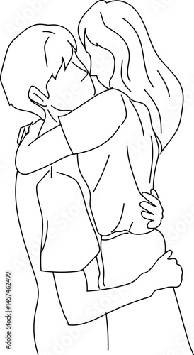 Man Lifting Woman in Happy Embrace — Sketch Style Love