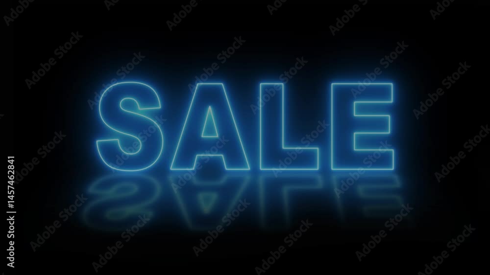 Black Friday sale neon sign banner background for promo video Video animation of glowing neon sign with message, sale in blue on reflecting floor. - Abstract background - seamless loop . Black Friday sale neon sign banner background for promo video Video animation of glowing neon sign with message, sale in blue on reflecting floor. - Abstract background - seamless loop .