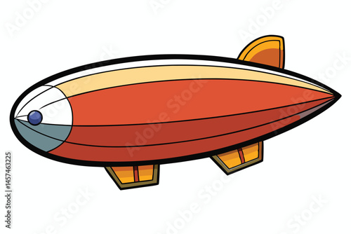 Cartoon Airship Blimp Illustration In Orange And Yellow Isolated On White