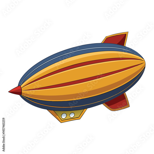 Cartoon Airship Blimp Isolated On White Background Retro Transportation Illustration
