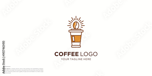 Coffee with sunrise. Coffee morning, coffee cafe logo illustration design template