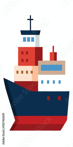 Cartoon Icebreaker Ship Illustration Maritime Vessel Design Nautical Theme Transport