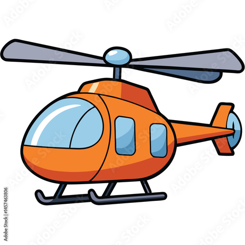 Cartoon Orange Helicopter Illustration Aircraft Vehicle Isolated On White Background