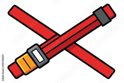 Cartoon Styled Red Seat Belt Illustration Isolated On White Background Security Concept