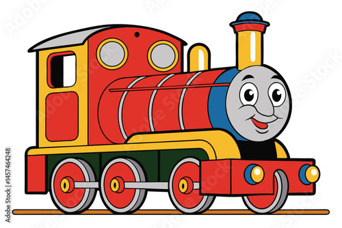 Cartoon Train Illustration Cheerful Locomotive Engine Graphic For Children Education And Entertainment
