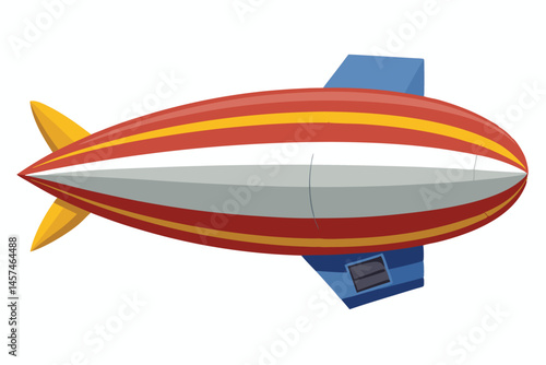 Colorful Cartoon Airship Illustration With Stripes Against A White Background