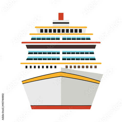 Flat Vector Illustration Of A Cruise Ship Bow Isolated On White Background